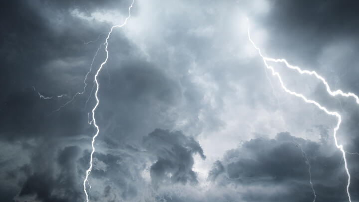 A beautiful electrical storm on a dark sky 